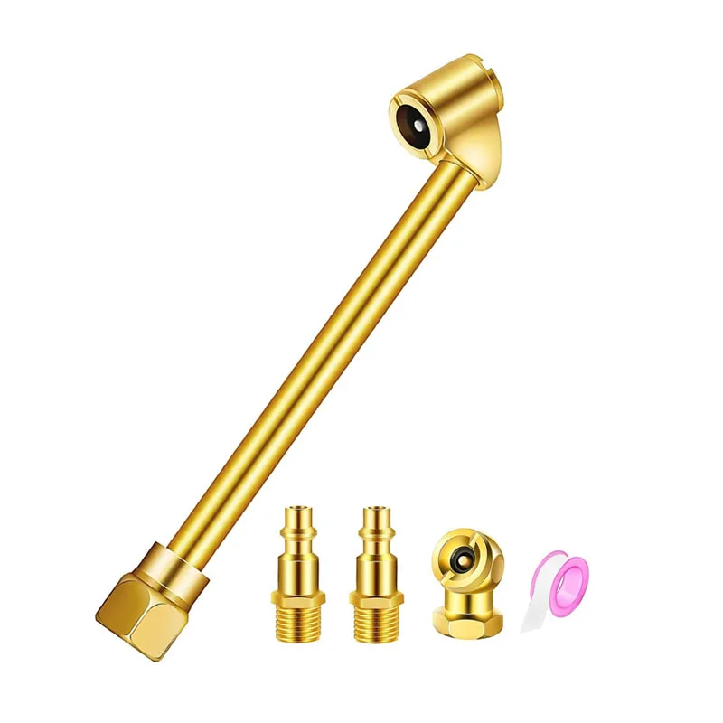 Heavy Duty Dual Head Air Chuck,Closed Ball Tire Chuck with 1/4 Inch Female NPT and Two Standard Male Quick Plug