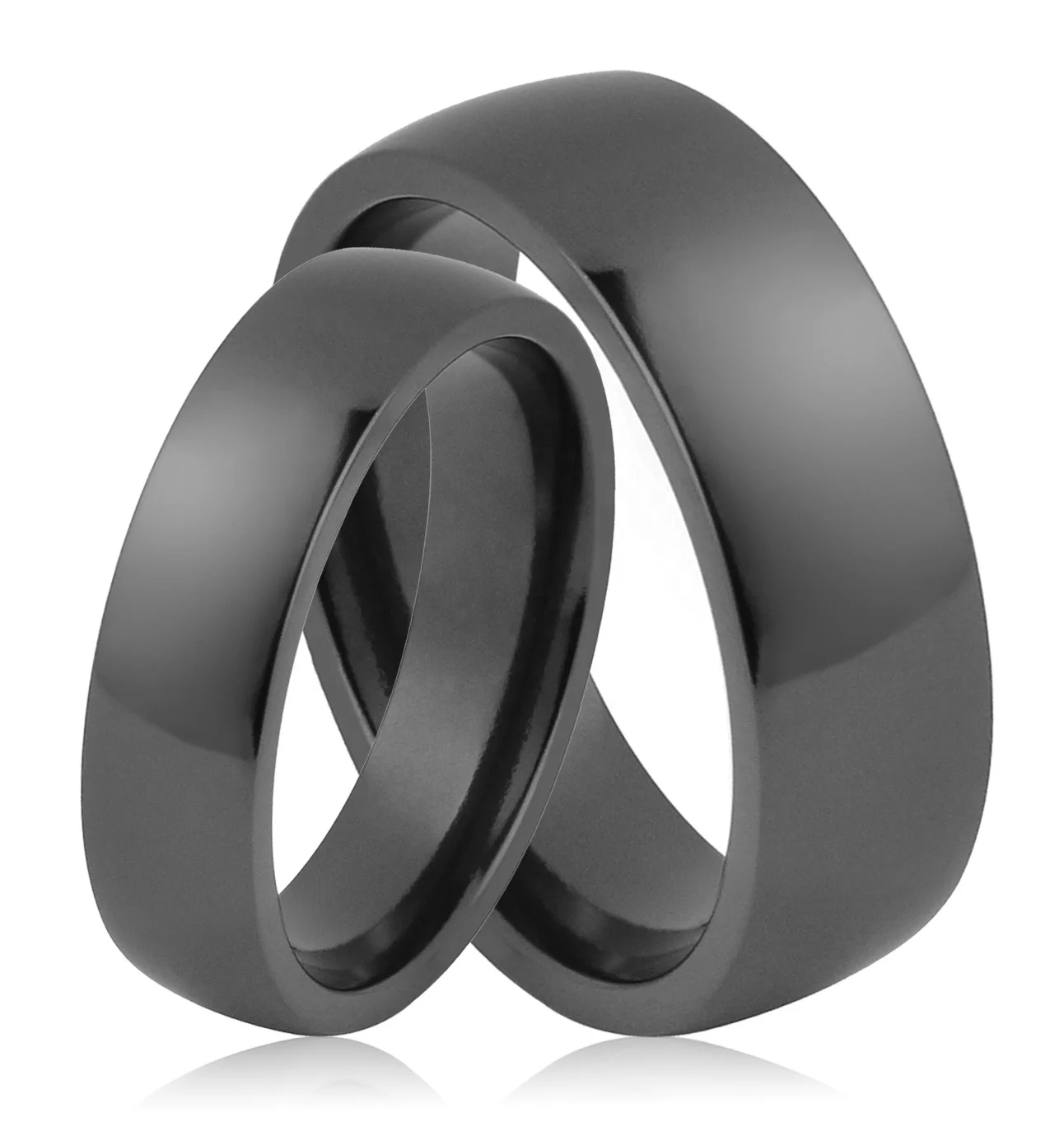 Simple Black Zirconium Rings Blank for Inlay