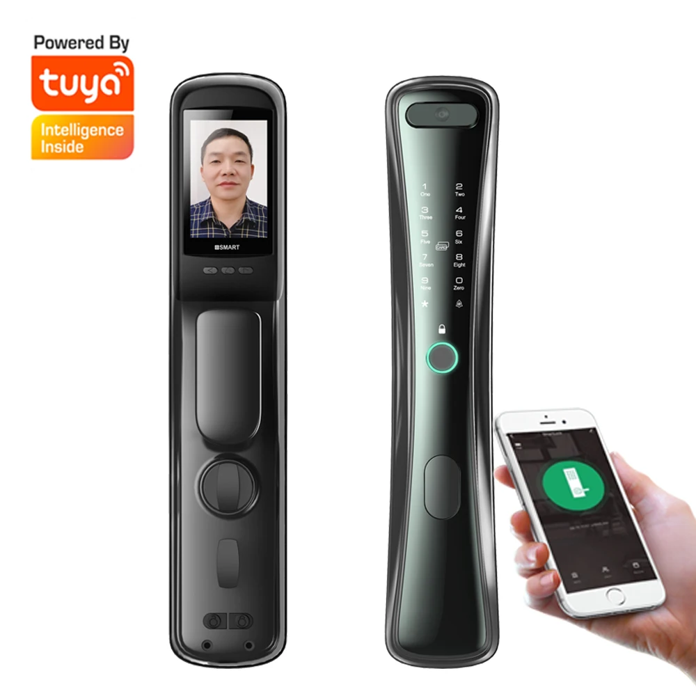  Цифровой Дверной смарт-замок с камерой wifi tuya со сканером отпечатков