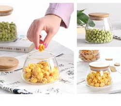 empty high borosilicate glass jars glass unique jars containers with acacia wood lid