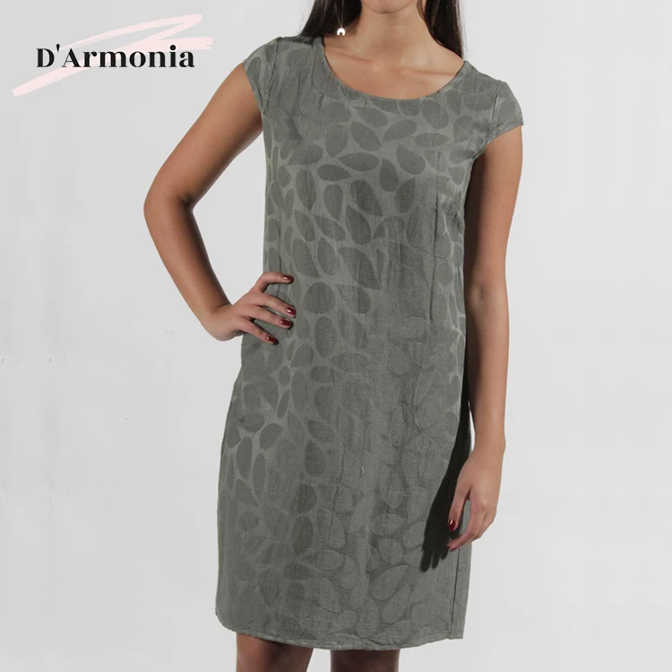 
Low Price O-neck Daily Dress Silm Solid Dress For Women Made In Italy 