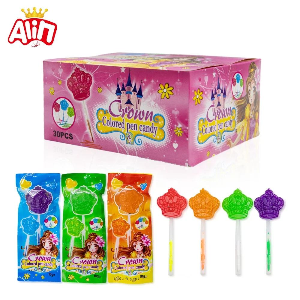 toy candy wholesale Custom Private Label Crown Lollipop + Watercolor pen stationery