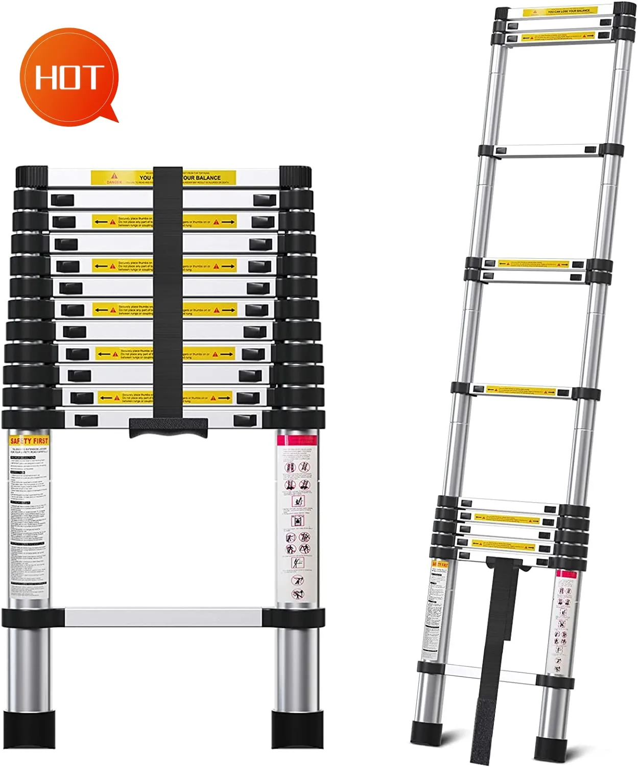 4.4m 5m 6m Folding step ladder aluminum telescopic extension  aluminum ladder