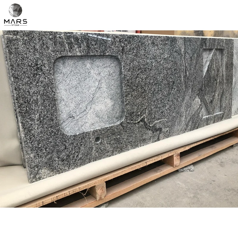 White Granite Custom Sink Cutout Precut Top China Juparana Granite Countertop For Bathroom