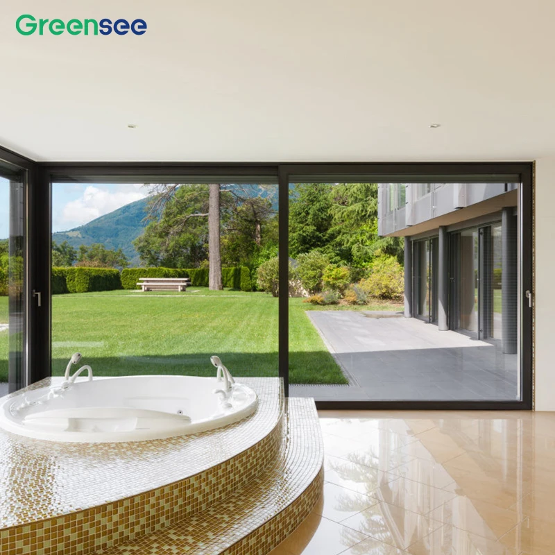 Новый список Greensee высокая производительность большие двери и окна из закаленного стекла Большое стекло интерьерная дверь комнаты для отеля