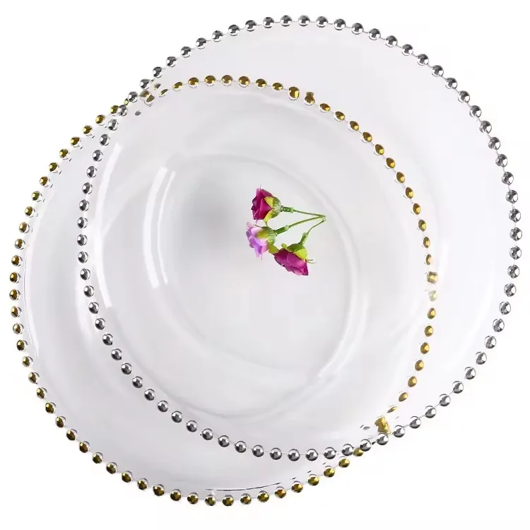 Luxury Wedding Gold Rim Color Dubai Christmas Tableware Arabic Glass Dishes thanksgiving  Plate Dinnerware Sets