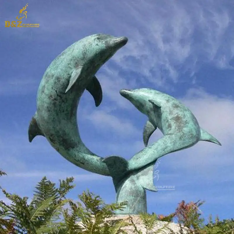 modern metal bronze /brass dolphin statue water fountain for pool