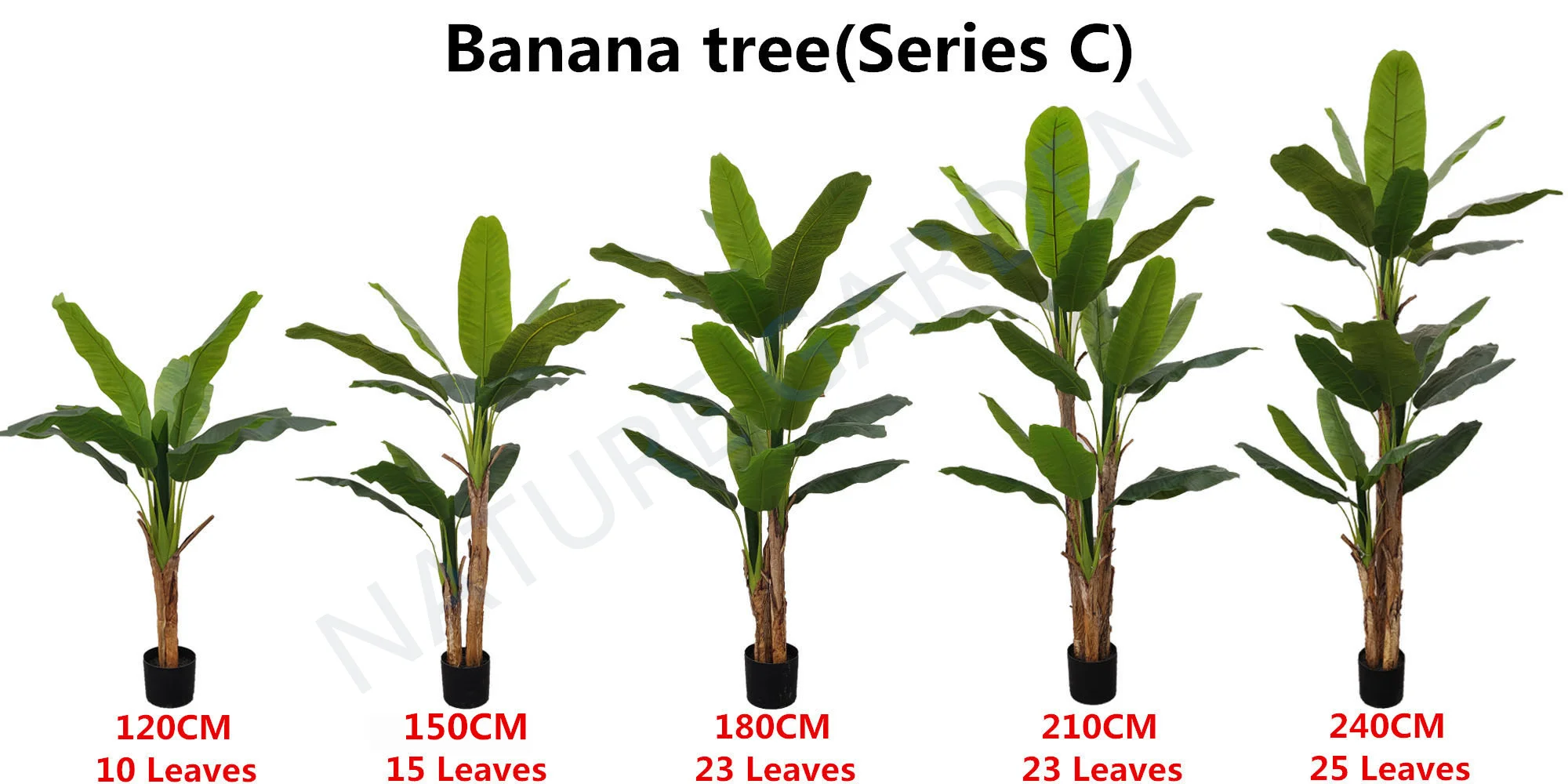 Realistic Fake Banana Tree for Sale Real Touch Green Leaves Trees Decorative Landscaping Artificial Banana Plant