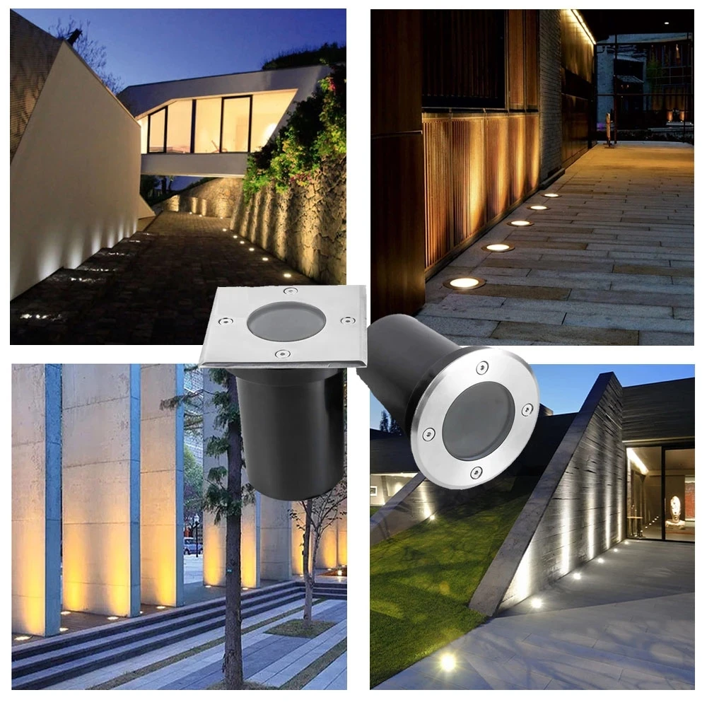 Underground Light Dimmable AC220V LED Buried Lights IP67 GU10 MR16 Decking Stairs Terrace Garden Path Spot Ground Lamp Outdoor