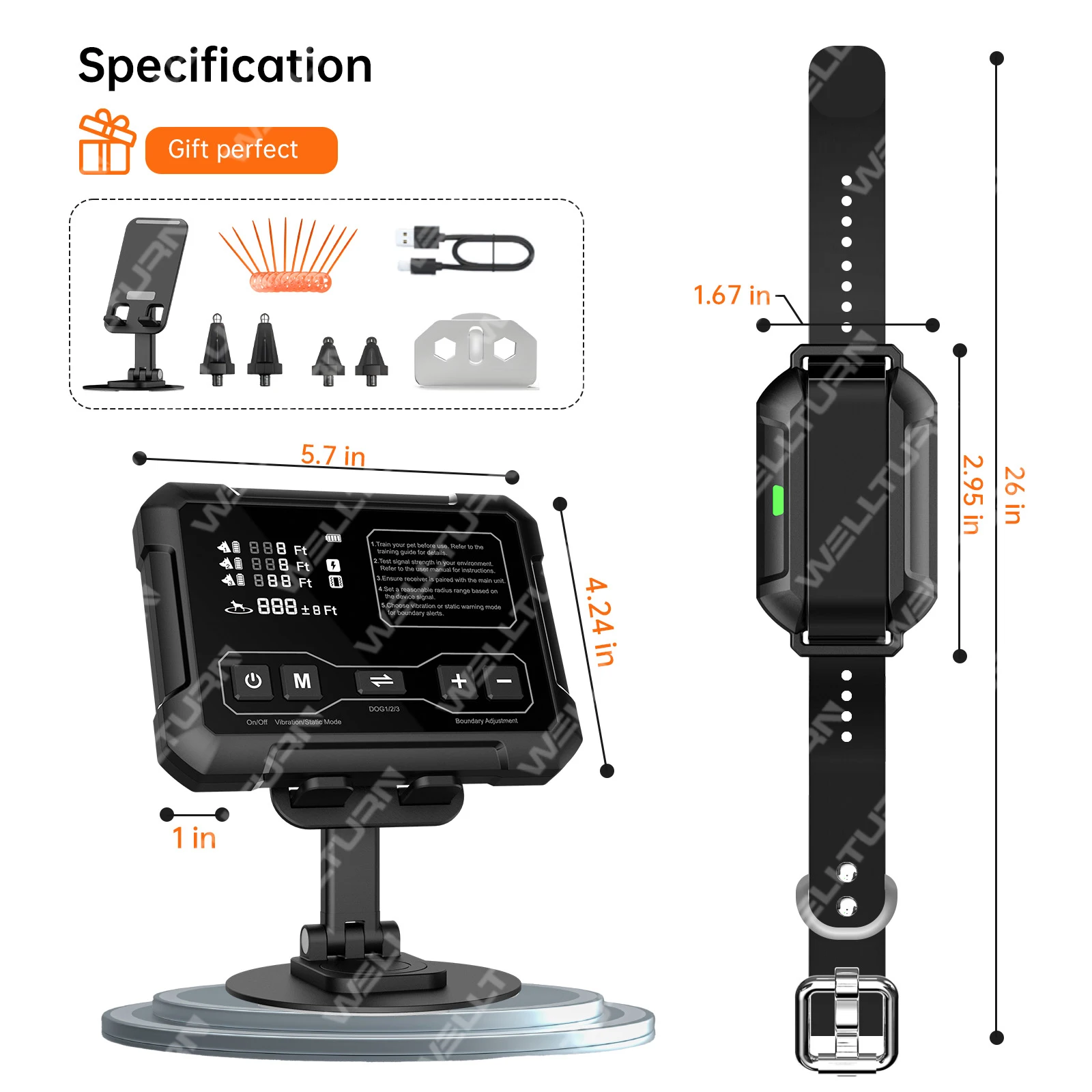Wireless Fence Training Collar Wireless Dog Fence Portable Pets Safe Containment System for Outdoor,Yard,Indoor,Camping