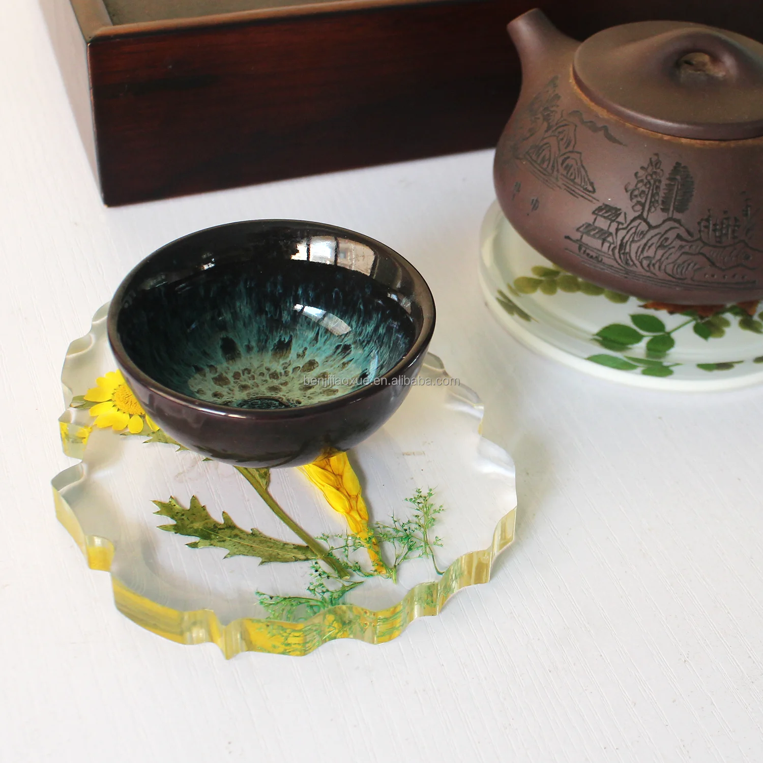 Dried Flower Resin Crystal Crafts Amber Mug Craft Crystal Tea Coffee Cup Coasters Resin Coaster