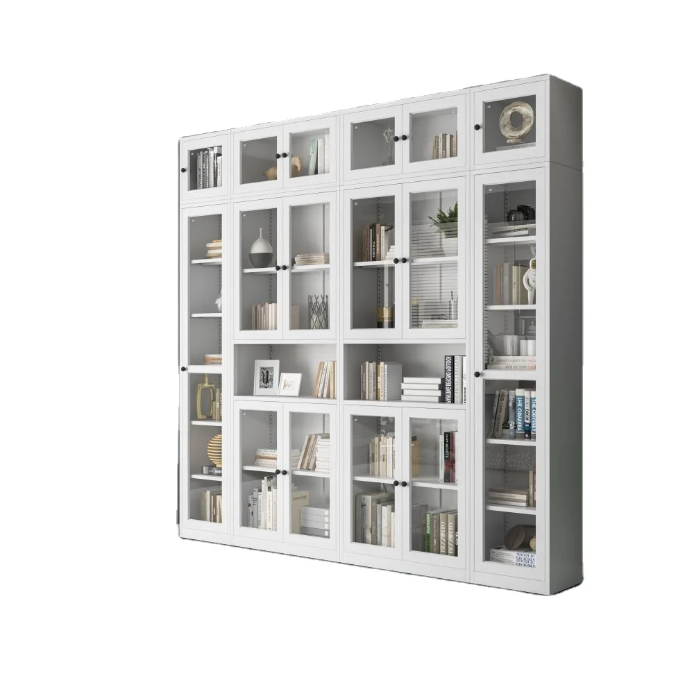 Simple Modern Foldable Bookcase with Door for Home Kitchen Bathroom or Dining Free Combination Bookshelf for Living Room