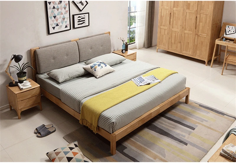 modern single queen size wood bedframe platform full size bed frame with storage furniture