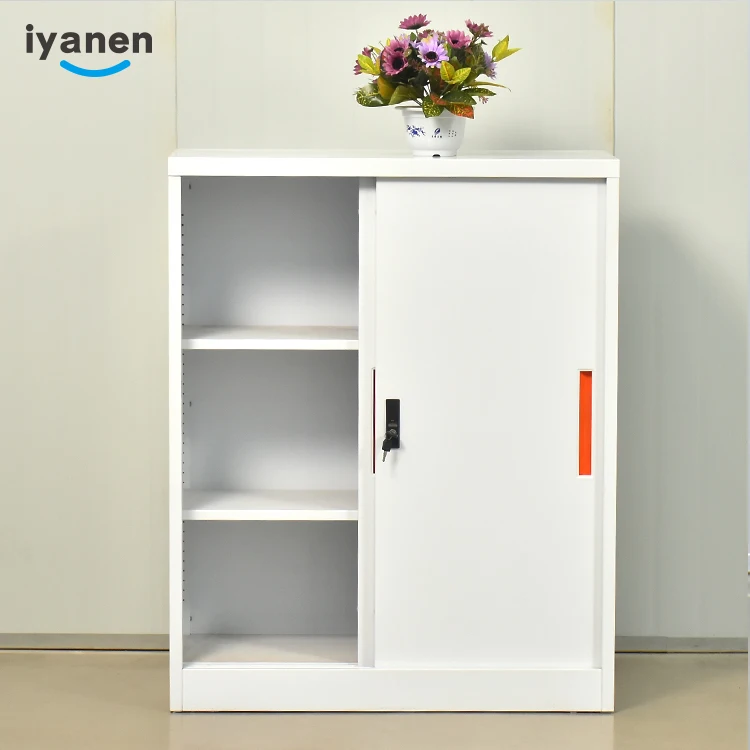 China Customized Design 2 Sliding door Inside 3 Floor Low Height Steel Fireproof Multi-used Office Filing Storage Cabinet