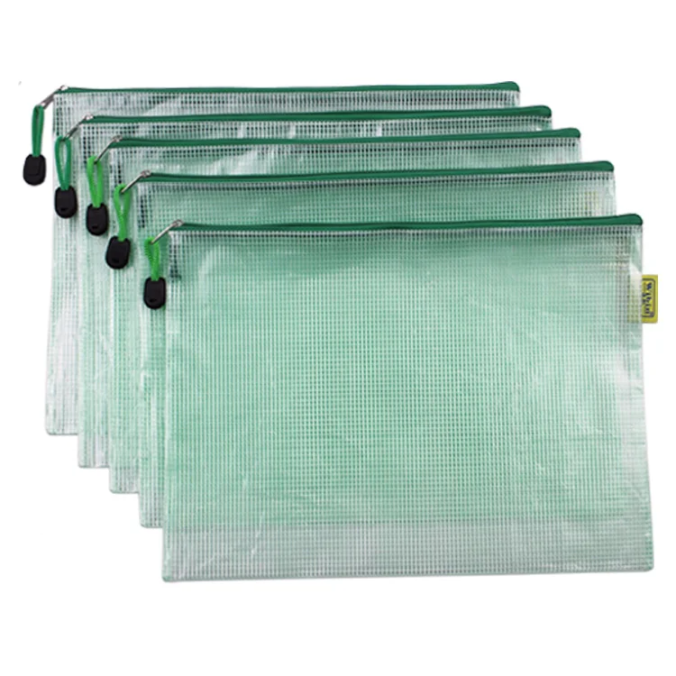 
File Folder Bag Mesh Document Bags with Zipper Plastic Custom Logo A4 Clear PVC Opp Bag Office School Stationery Waterproof 