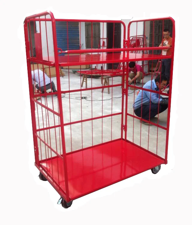950x800x1700mm roll container steel wire mesh trolley cage Roll Cage Trolley for metal warehouse storage