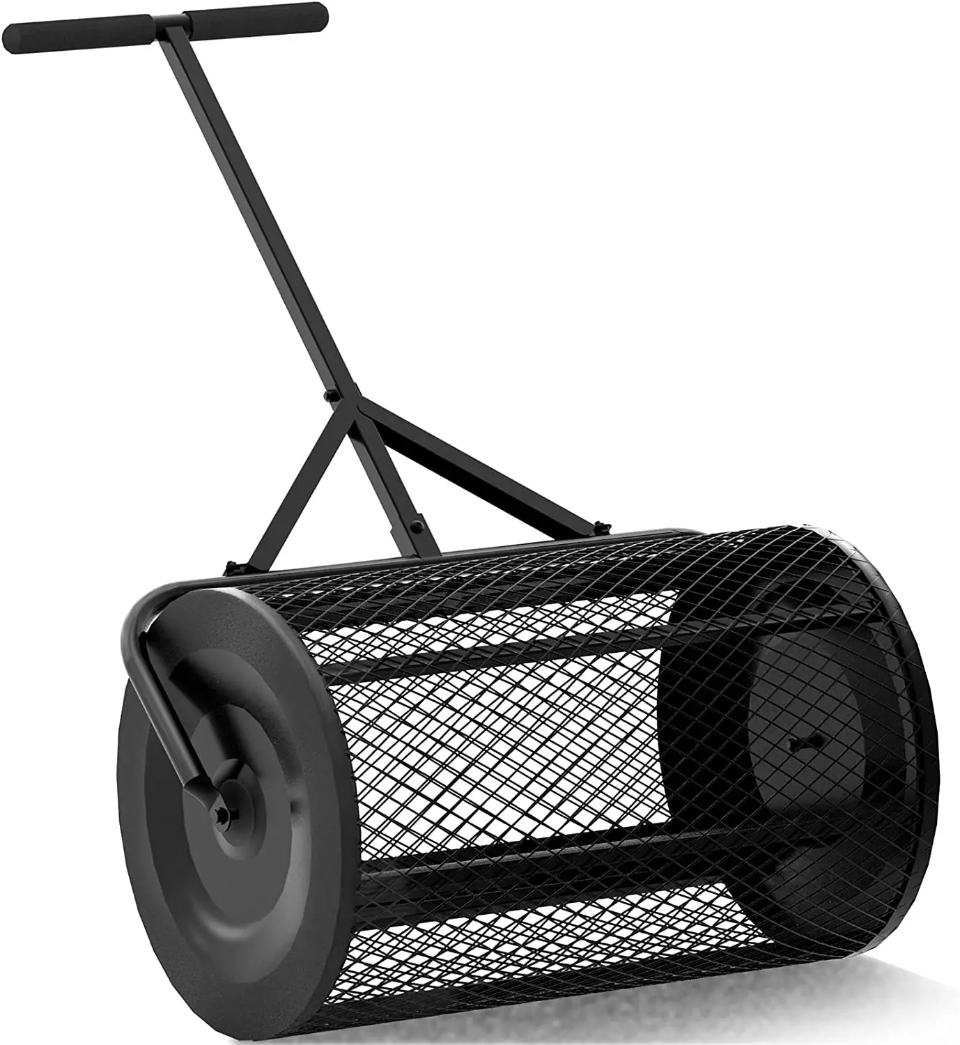 Soil Spreader Lawn And Garden Spreader Heavy Duty Metal Mesh Basket Push Spreader