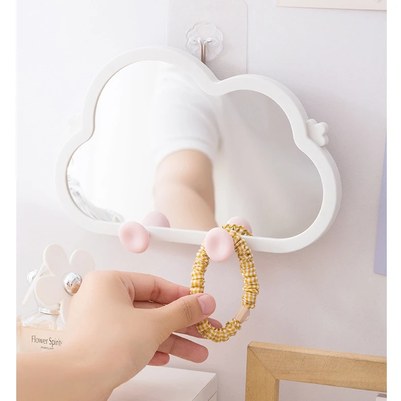 Cloud Cute White Table Mirror Single Sided Wall Mirror Daily Multifunction Support Makeup Mirror