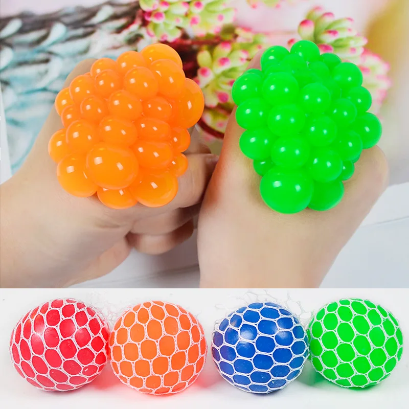 Anxiety relief and sensory squishy Grape mesh stress balls fidget toys for kids