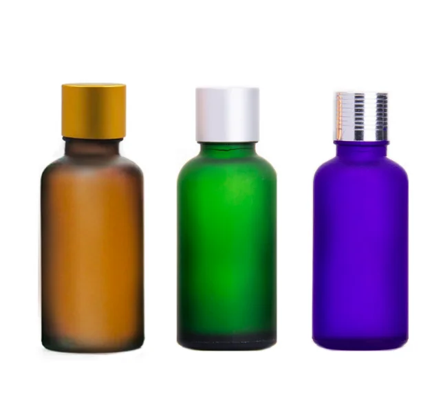 colored frosted amber glass oil bottles 10ml  with bamboo lid dropper cap