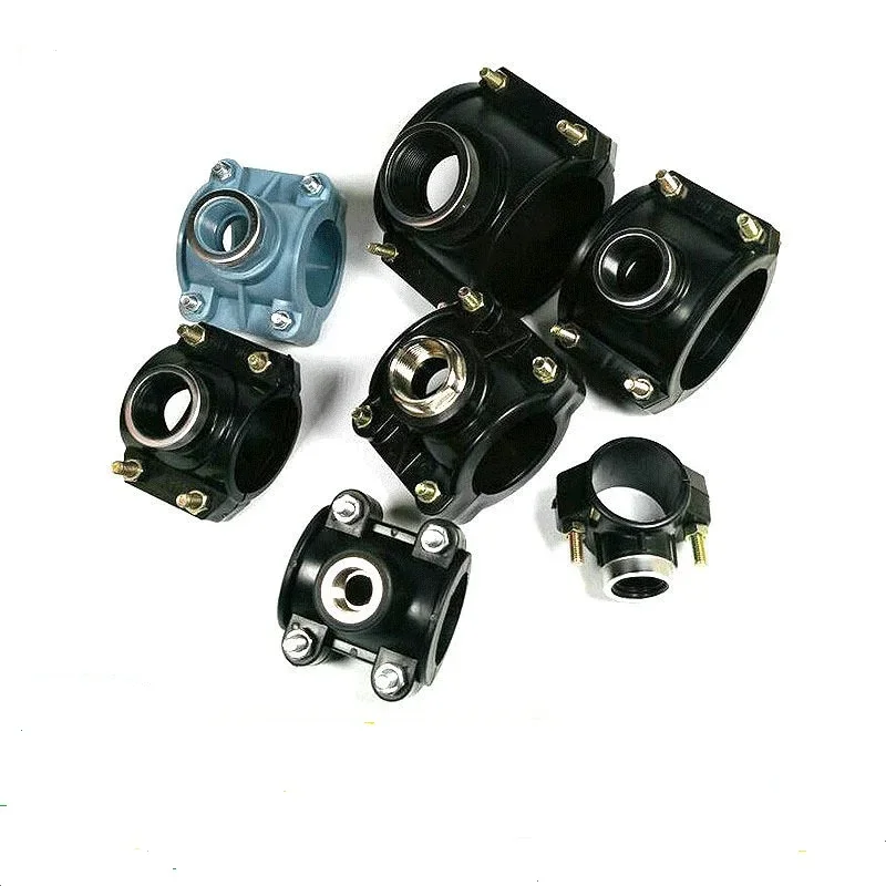 Copper Pipe Fittings HDPE Saddle Clamp Plastic Pipe Fittings Black Color