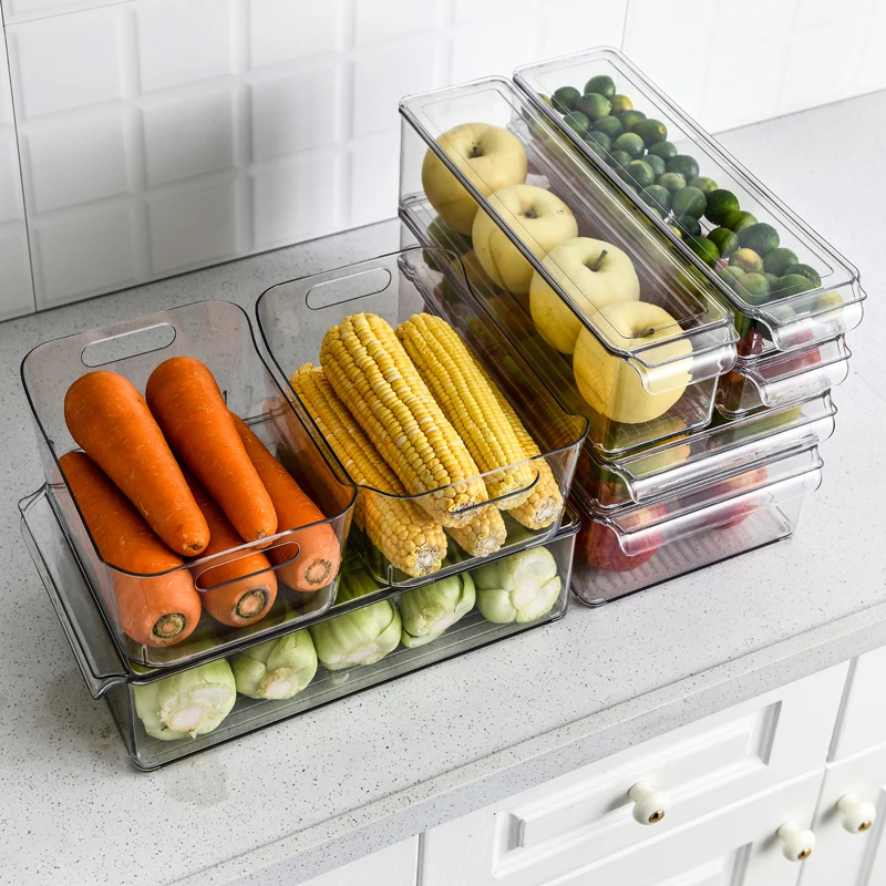 Refrigerator clear plastic vegetable food storage container box freezer bins