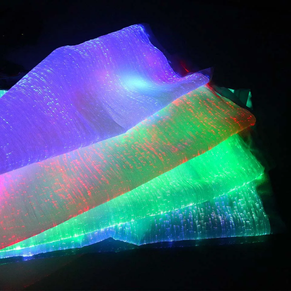 LED wedding banquet luminous tablecloth raw material fiber optic textile fabric
