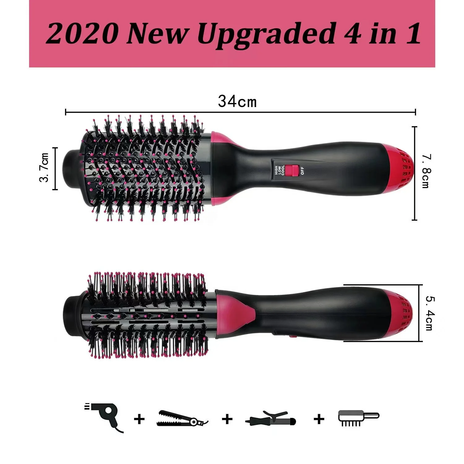 Professional Salon One Step Hair Brush Dryer and Volumizer 3-in-1 Negative Ion Hot Air Hair Brush