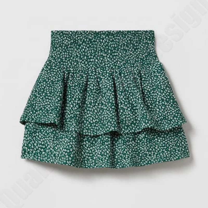 Textured Floral Bermuda Skort Blue New Arrivals High Waist Plaid Skirt Casual Women Elegant Short Mini Skirt