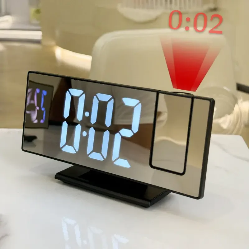 Factory price Multifunctional alarm clock with projection camara  LED Mirror Desk Alarm Clock Usb Electronic