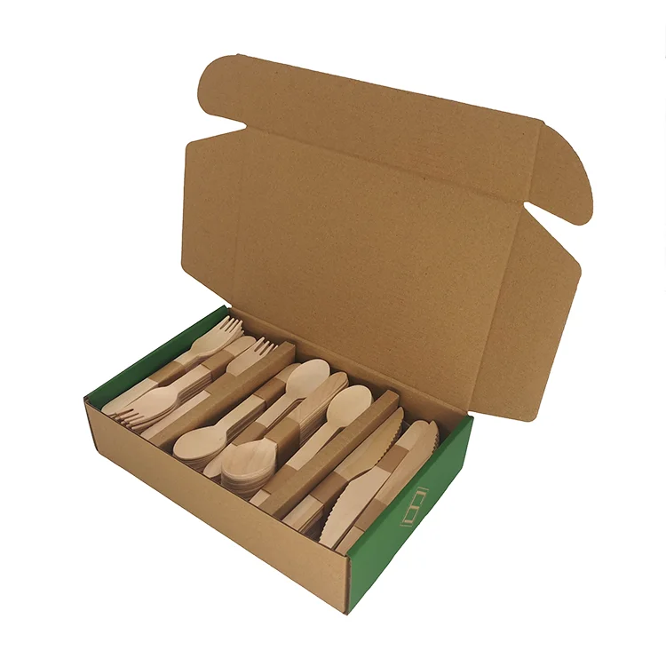 
200pcs disposable and compostable birch wood bamboo spoon fork knife home kitchen hanging tableware/cutlery/flatware 