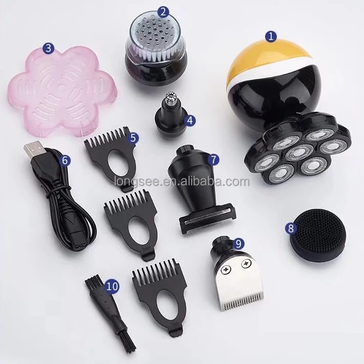 Electric shaver 7 cutter head floating for men bald independently electric charging portable men beard trimmer