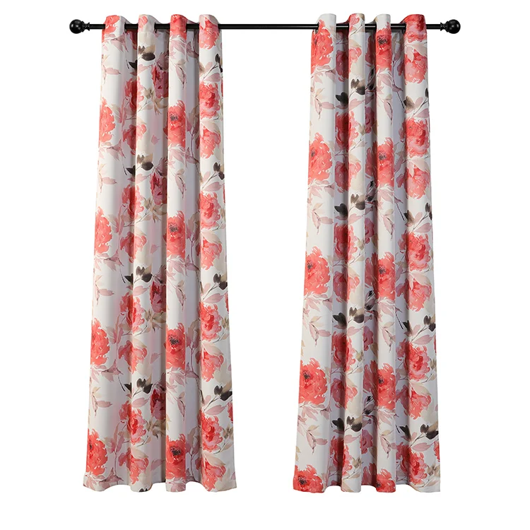 Factory Direct Sale Blackout Yiwu Cheap Floral Printed Curtains Door Curtains Southeast Asia Cheap Window Curtain Fabric African