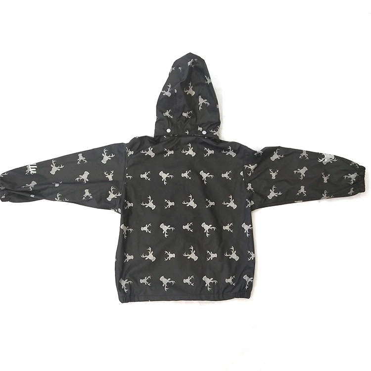 Stocked waterproof  XOPT-TECH single layered 100% FULL PRINT PU rain suit set for kids with hood insulated manufacturer