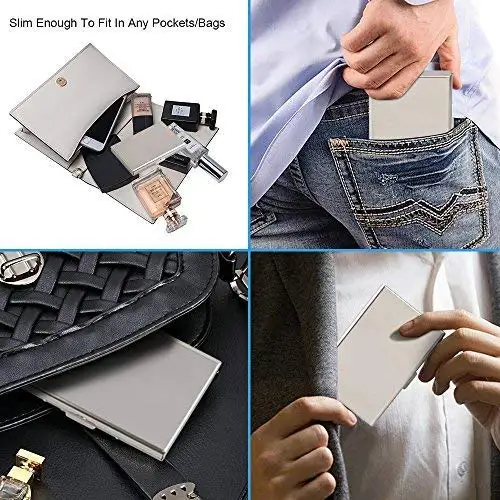 
Minimalist Men Front Pocket URAQT Stainless Steel RF Slim RFID Carbon Fiber Credit Card Holder Wallet 