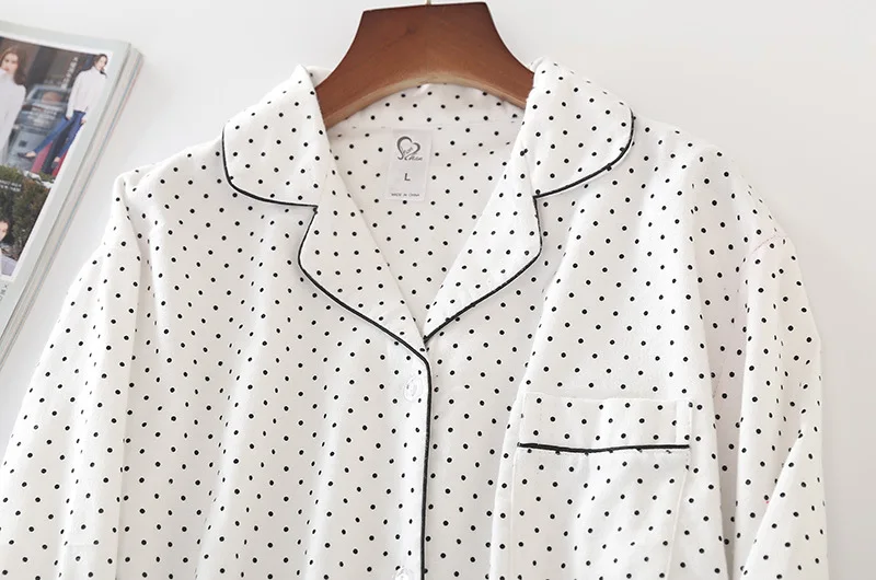 
Pyjamas Women Sleepwear Cotton Dot Pajamas Winter Brushed Cotton Pijama Mujer Casual Home Wear 