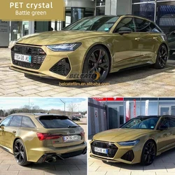 Factory wholesale 1.52*18m PET Crystal Fighting Green car wrap vinyl stickers Vehicles auto film