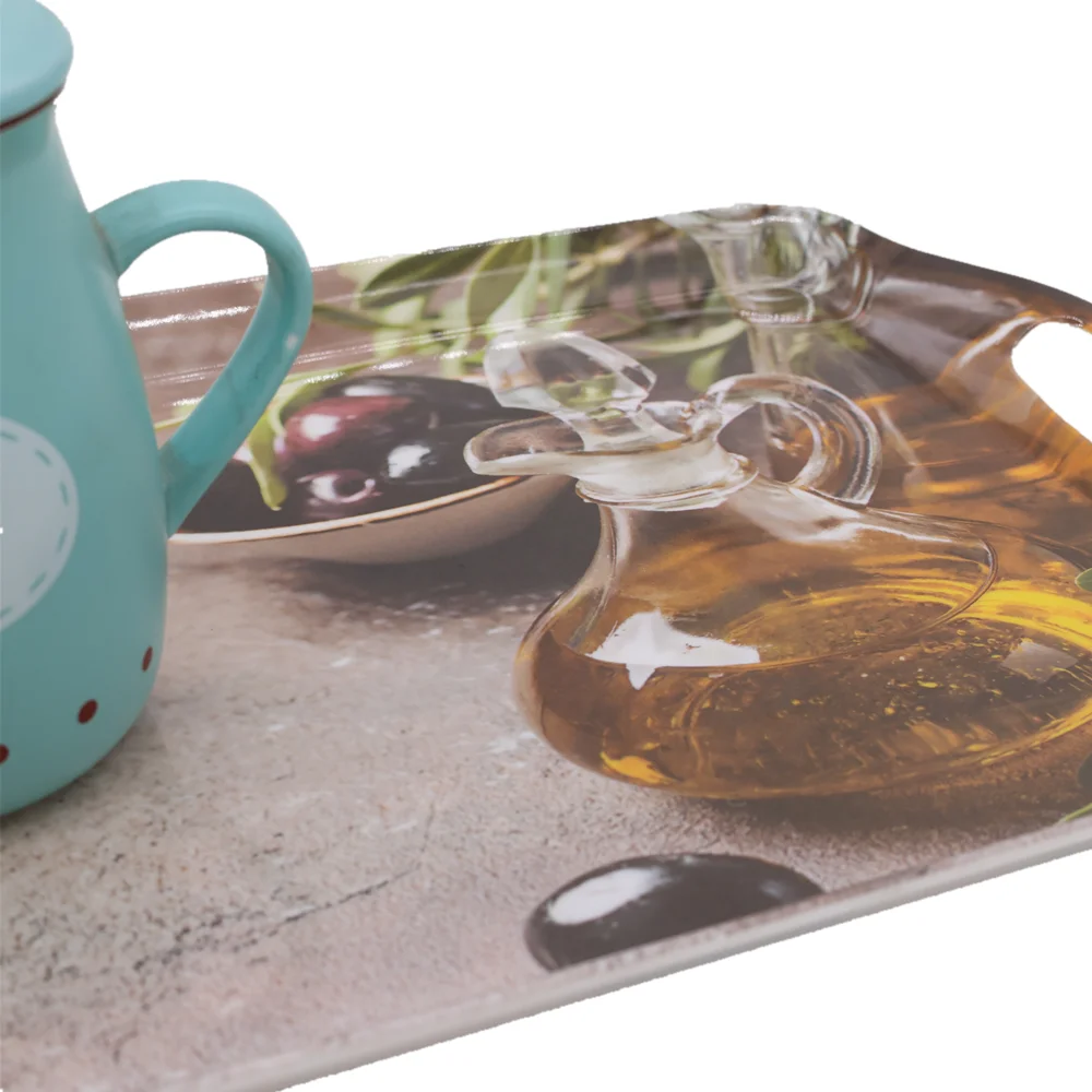 Factory Custom Classical Serving Tray Bamboo Fiber Dish Tray Plastic Melamine Tray