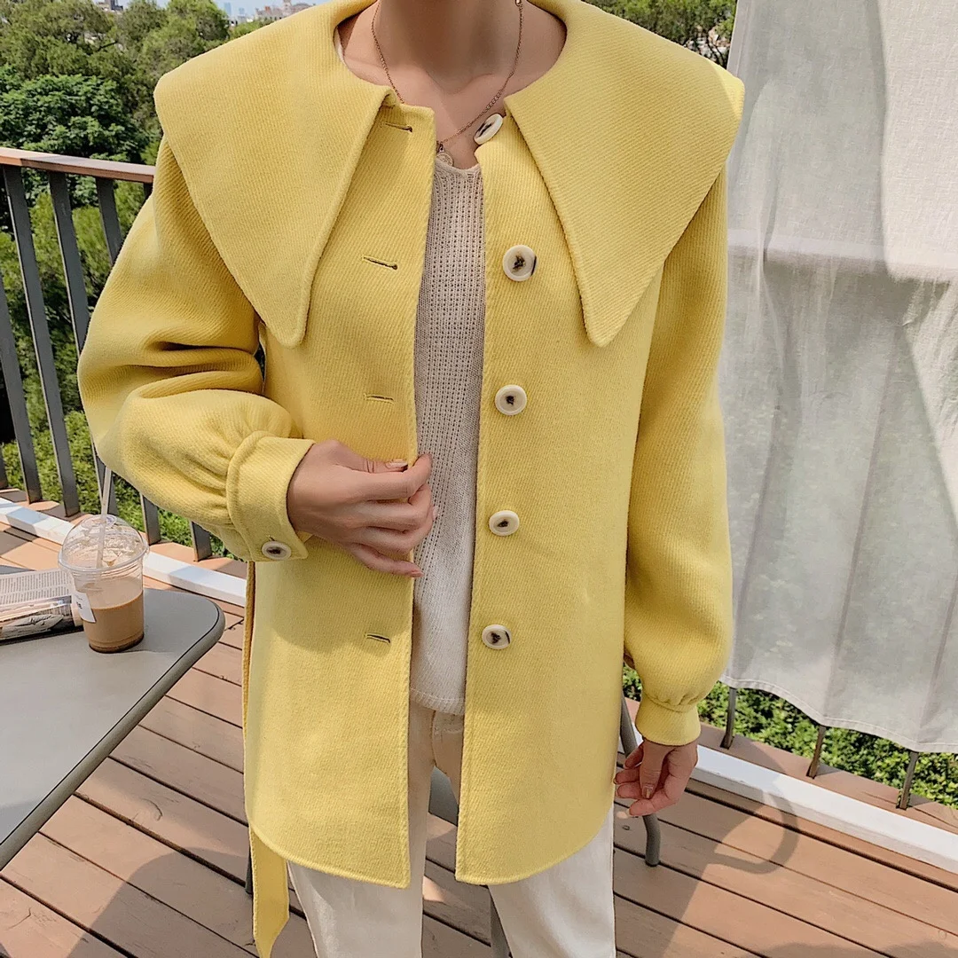 Индивидуальная зимняя одежда для женщин, двусторонний кашемировый цветной плащ, длинное шерстяное пальто