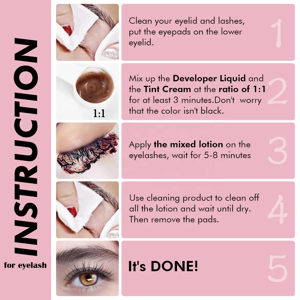 Custom Private label Eyelash dye Tint Kit  Brow tinting kit Black brow coffee Waterproof Dye Eyebrow tinting