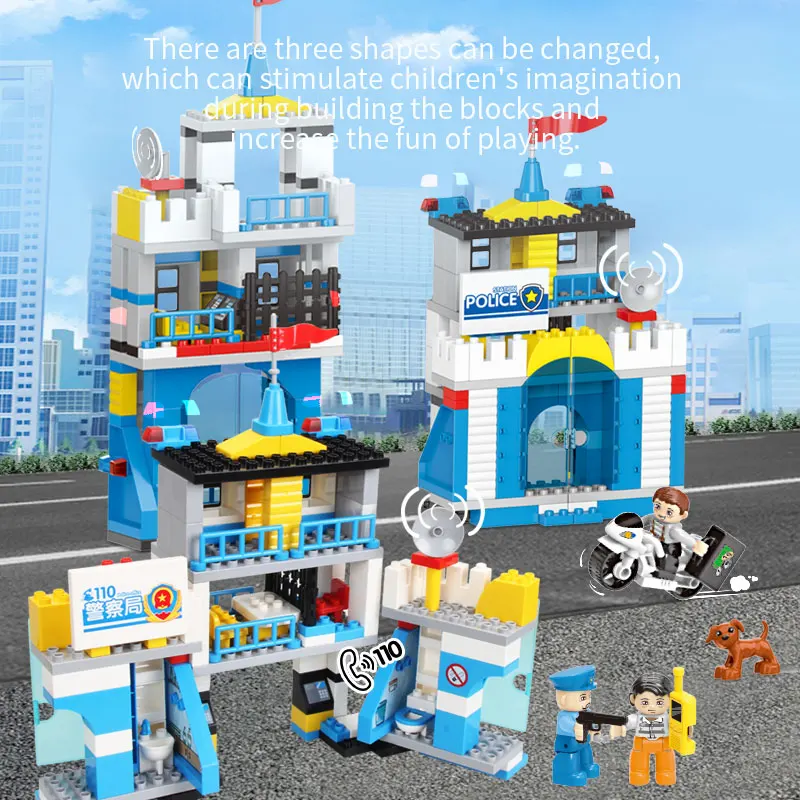 FiveStar 188PCS Police Station and Mobile Center Building Blocks Toys Kit With Police Car City Police Building Sets for Kids