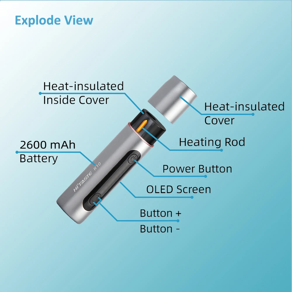 HiTaste R10 Heat Not Burn Cigarette Heated Tobacco Product with HD OLED Screen