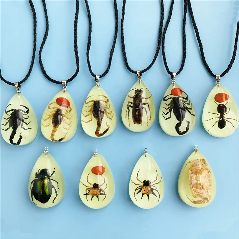 Luminous resin Real Insects fashion jewelry necklaces