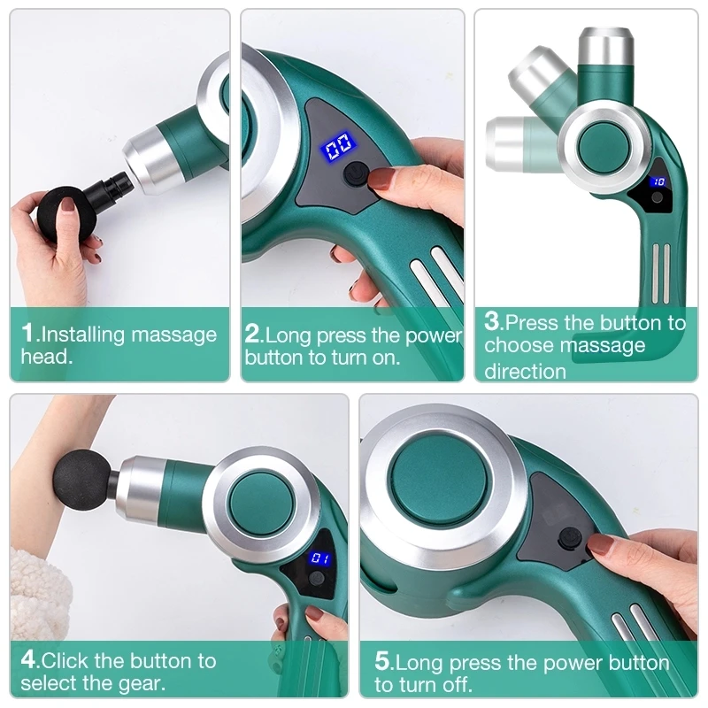 
2021 Popular Picks Deep Tissue Percussion Massager Massage Gun with 6 Heads and 10 Adjustable Speeds 