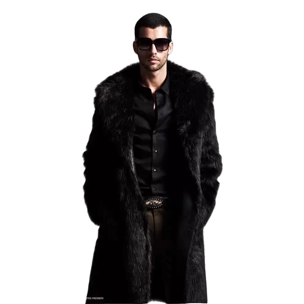 Wholesale autumn and winter fur jackets for men, medium to long, made of artificial fur for warmth and cold resistance