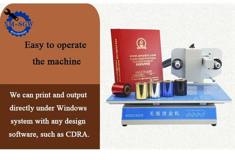 SGW8025 Plate-less Digital Flatbed Hot Foil Printer Embossing Leather Machine for Diary Book Cover