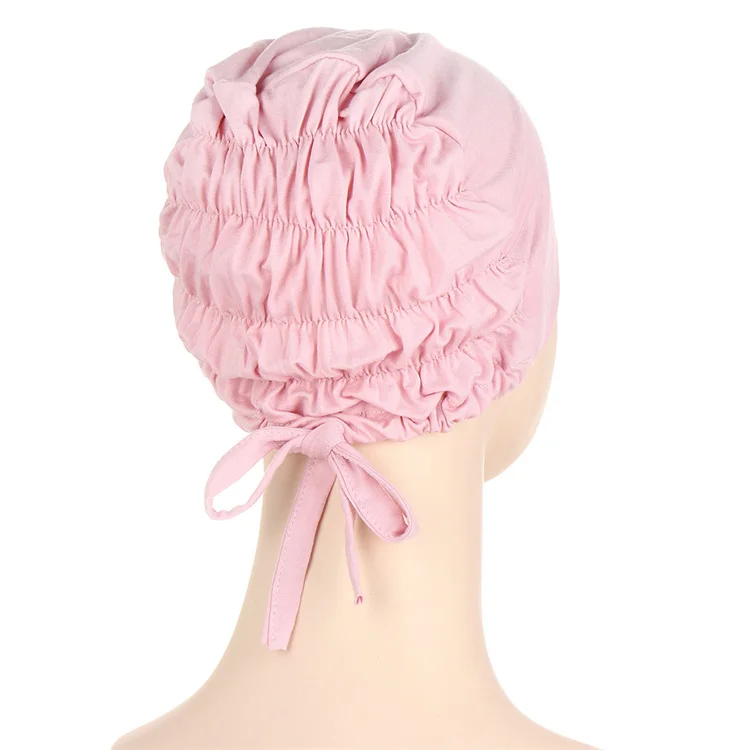THB-8E1105  Fashion Ladies Turban Hat Side Pearl Flower Baotou Hat Ethnic Hat Muslim Turban Women