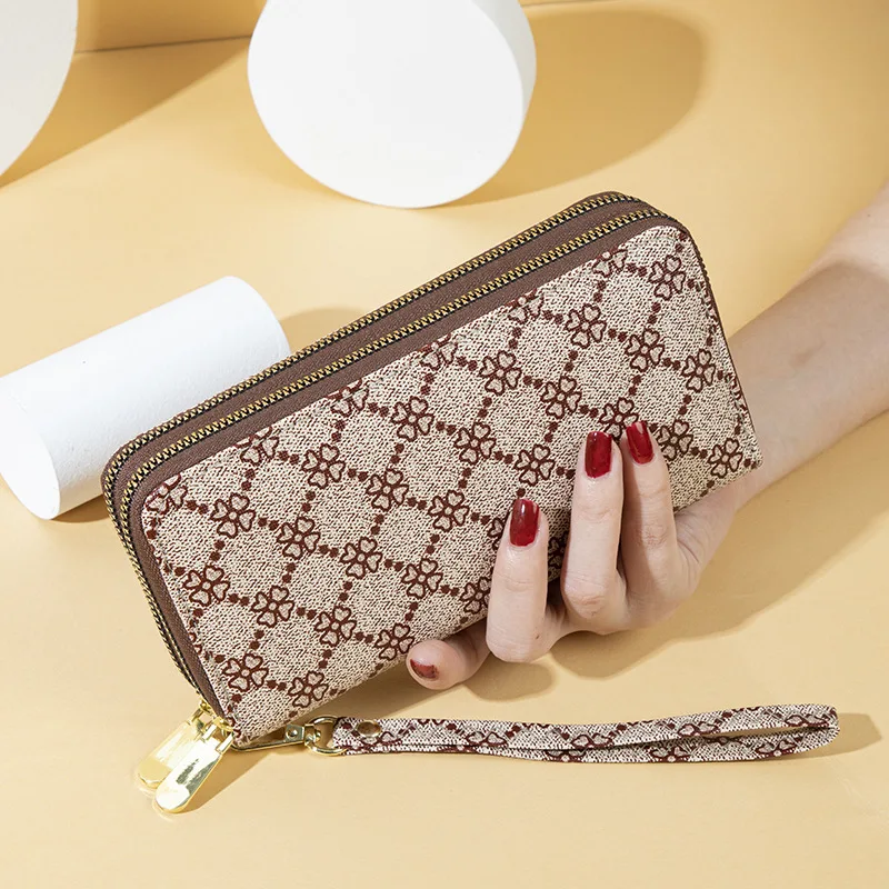 new trend women double zipper PVC long for lady card holder purse luxury designer wallet