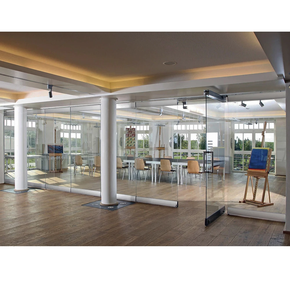Foldable Dividers Screeners Glass With Sliding Vertical Mount Room Separation Folding Movable Acoustic Partition Wall