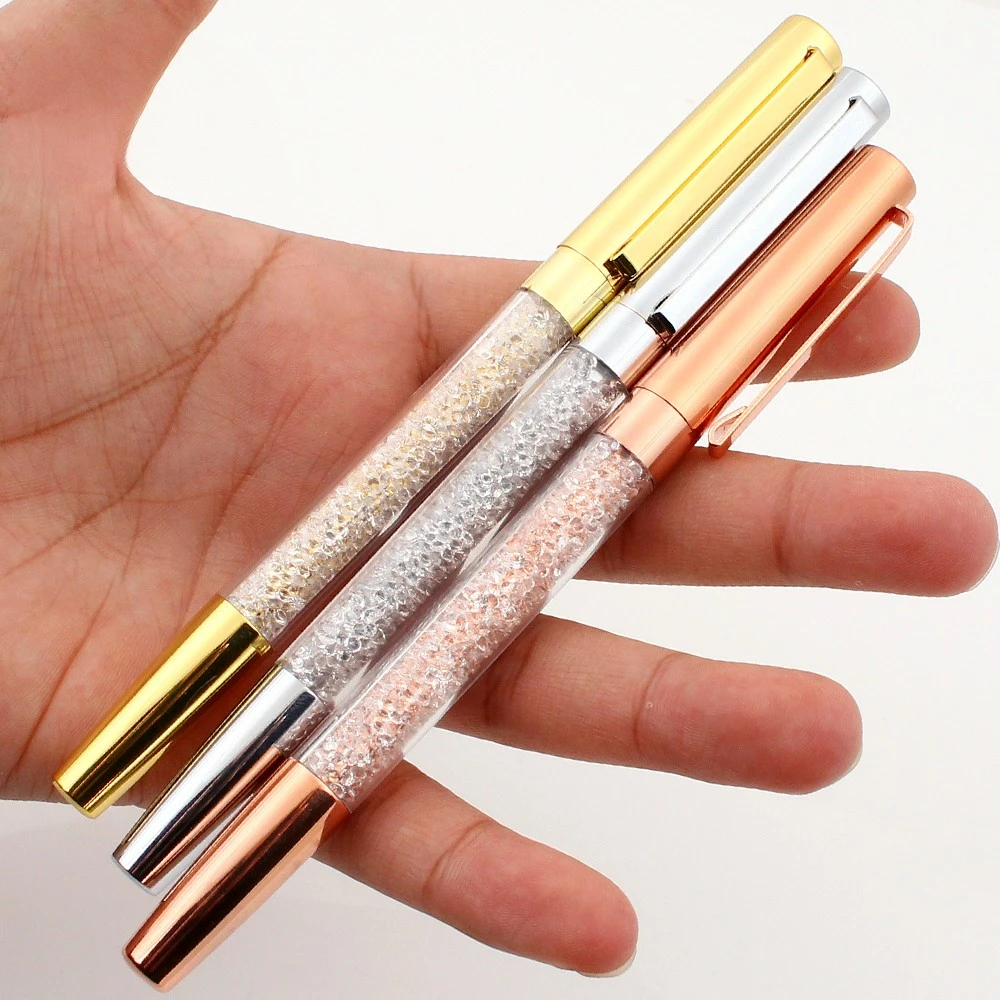 Hot Selling Luxury Office Stationery Fountain Pens Crystal Gifts Diamonds Rose Gold Fountain Pens